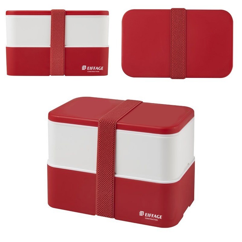 Lunch box MIYO à deux blocs rouge/blanche/rouge EIFFAGE CONSTRUCTION