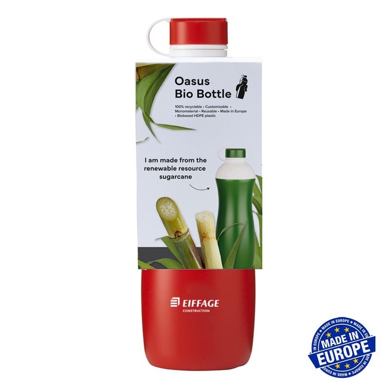 Bouteille gourde 500ml Bio 100% recyclable rouge /blanche Eiffage Construction