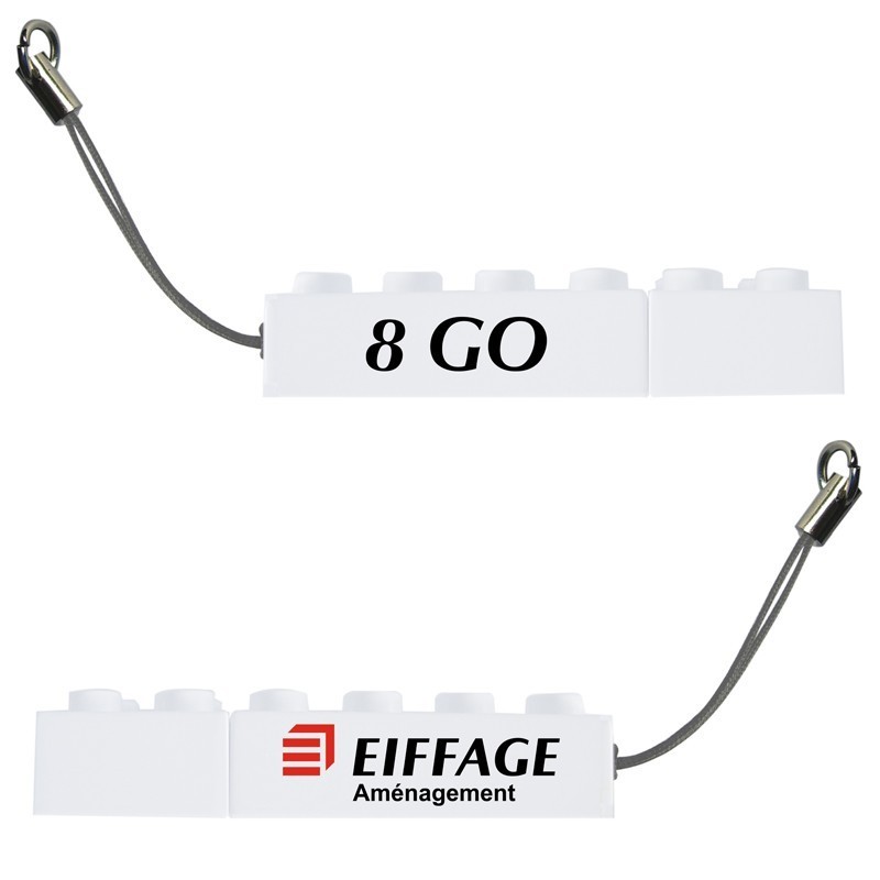 Clé USB brique blanche 8 Go 12 picots logo Eiffage Aménagement
