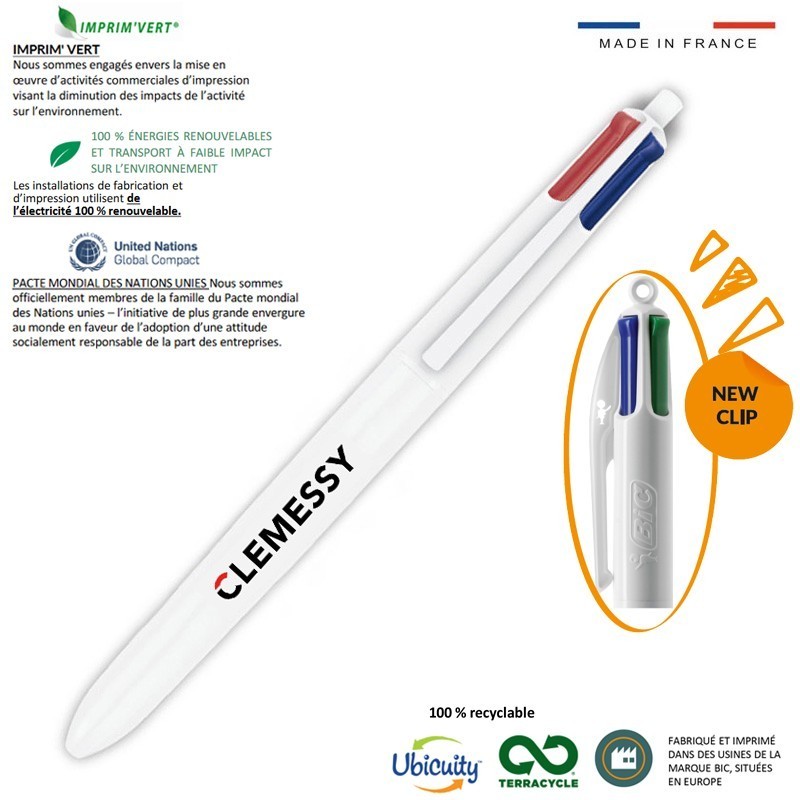 Stylo bille 4 couleurs BIC Clemessy. [Lot de 20 pièces]