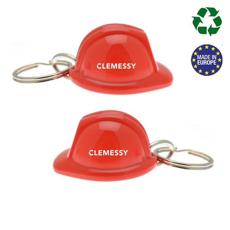 Porte-clés Casque de chantier en acrylique recyclé logo Clemessy [Lot de 100 pièces]