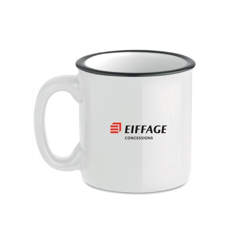 Mug blanc vintage en céramique coloris blanc Eiffage Concessions.