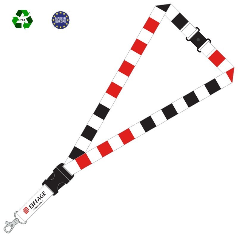 Tour de cou en PET recyclé  logo  Eiffage Concessions. [Lot de 20 pièces]