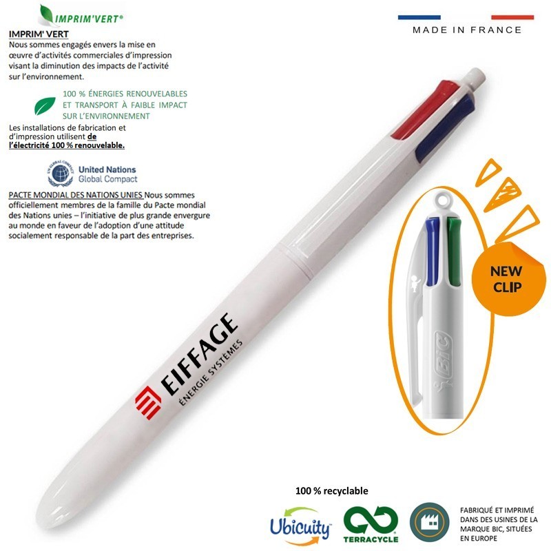 Stylo bille 4 couleurs BIC Eiffage Energie Systèmes. [Lot de 20 pièces]