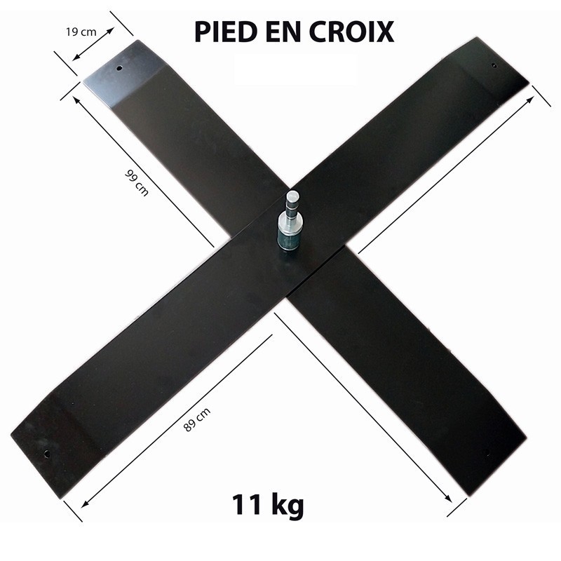 Pied en croix démontable pour drapeau plume
