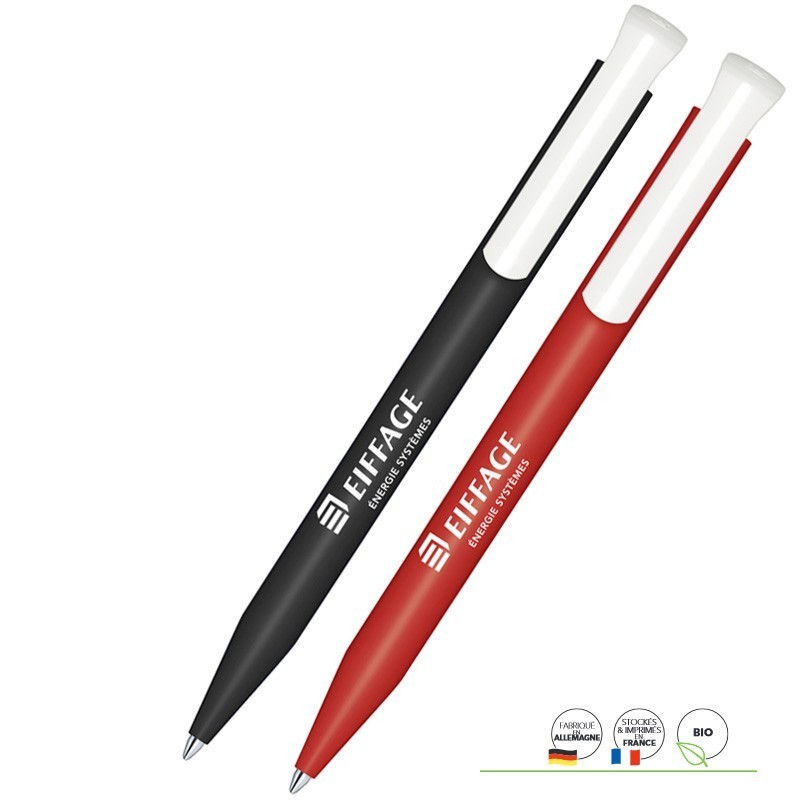 Stylo à bille rétractable Super Hit Bio, encre noire, logo EES. [Lot de 20 pièces]