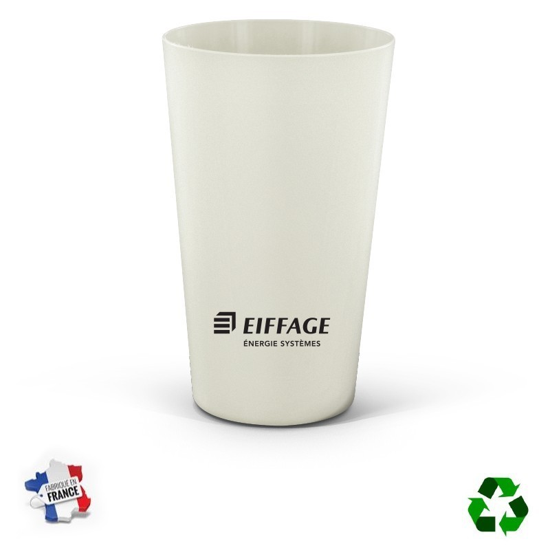 Gobelet réutilisable 30 cl en biocomposite coloris naturel logo EES [Lot de 10 pièces]