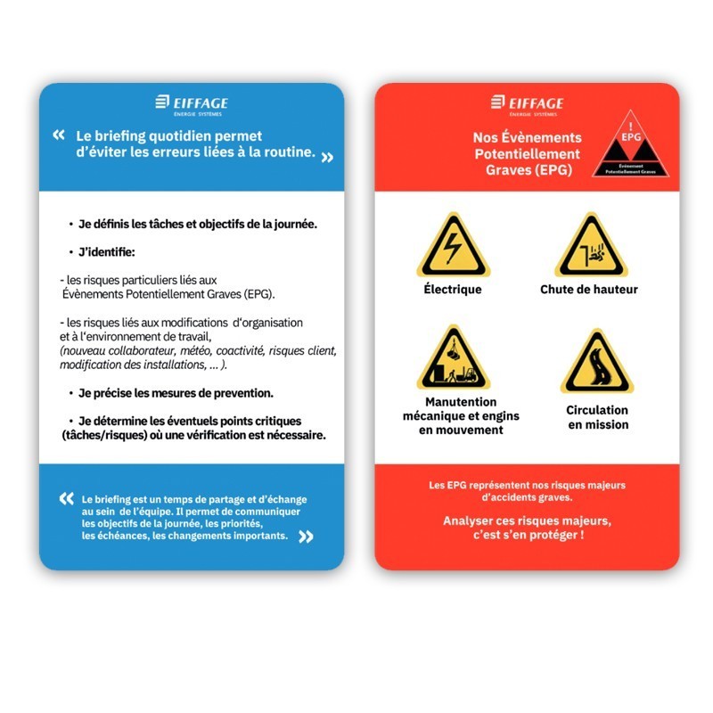 Carte Mémo Briefing Eiffage Energie Systèmes. [Lot de 25 pièces]