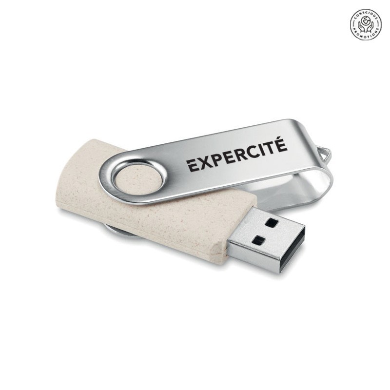 Clé USB  8 Go en paille de blé logo Expercité [Lot de 10 pièces]