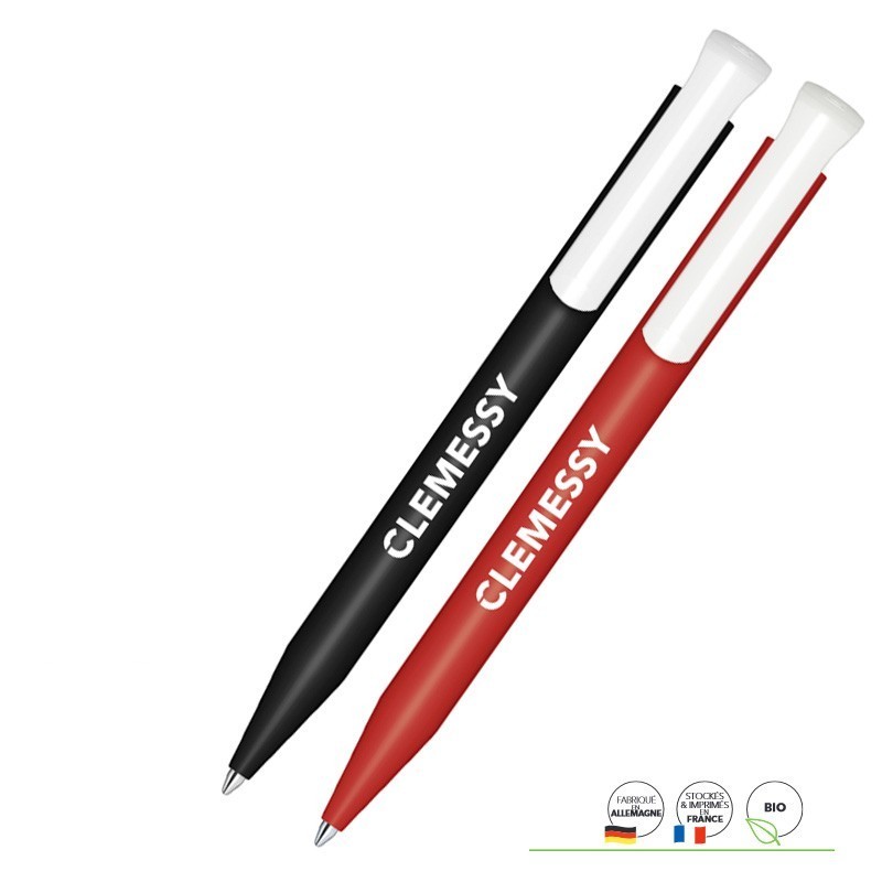 Stylo à bille rétractable Super Hit Bio, encre noire, logo Clemessy. [Lot de 50 pièces]