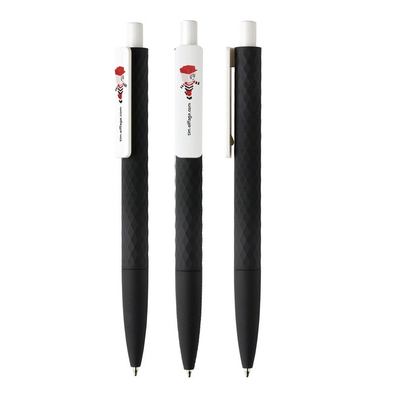 Stylos à bille  TIM finition  gomme corps noir, encre bleue. [Lot de 50 pièces]