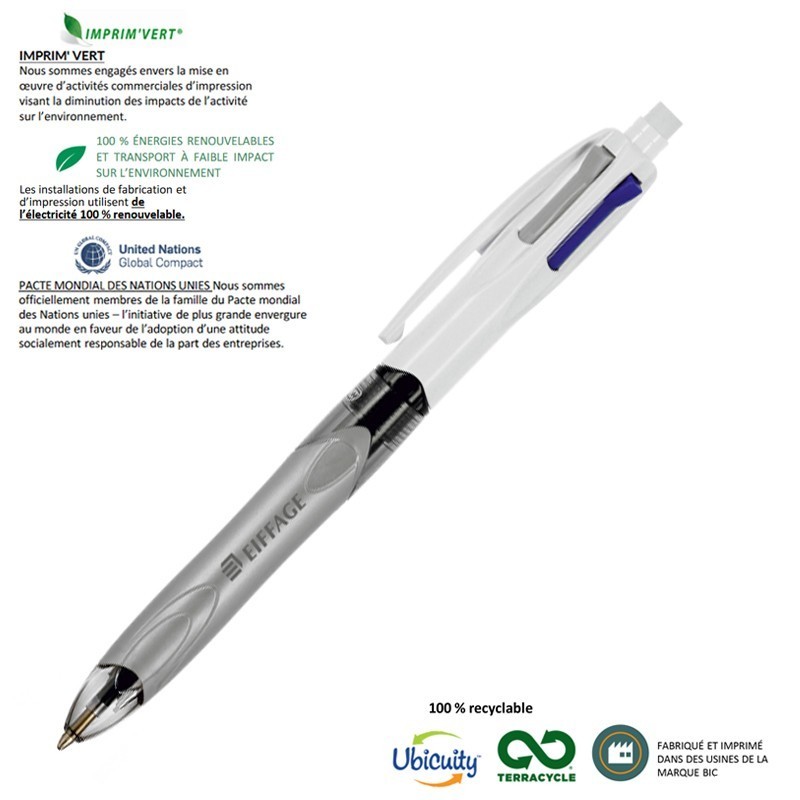 Stylo bille BIC 3 couleurs + 1 porte-mines logo Eiffage [Lot de 10 pièces]