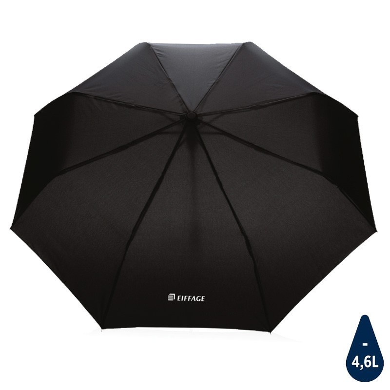 Mini parapluie automatique noir 21" en rPET 190T Impact AWARE™ logo Eiffage