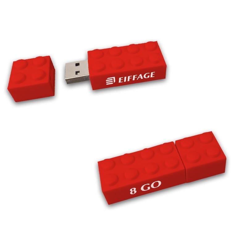 Clé USB brique rouge 8 Go 12 picots Eiffage