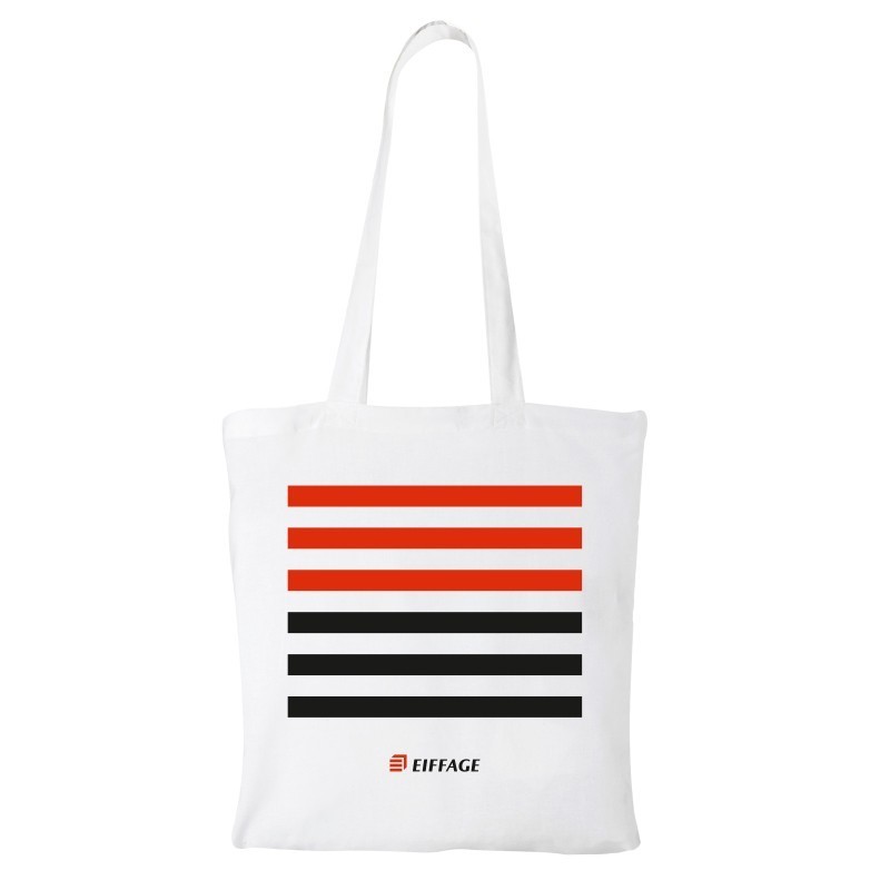 Sac shopping coton Cottonel coloris  blanc 140grs Eiffage. [Lot de 10 pièces]