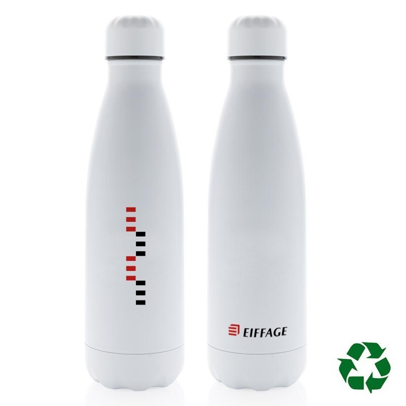 Bouteille isotherme en acier 500 ml - blanche logo Eiffage