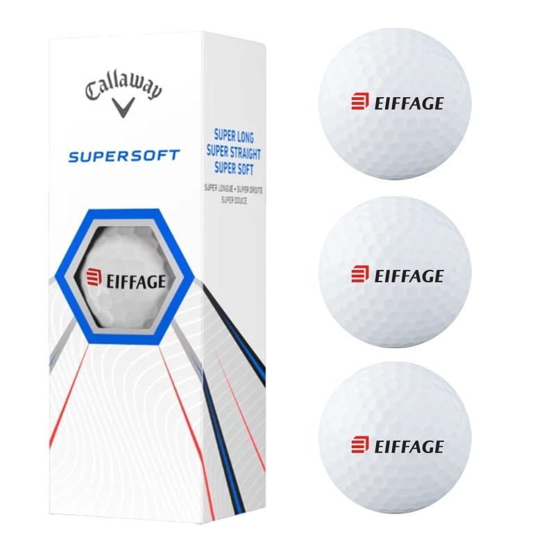 Balles de golf logo Callaway super soft  Eiffage [Lot de 3 pièces]