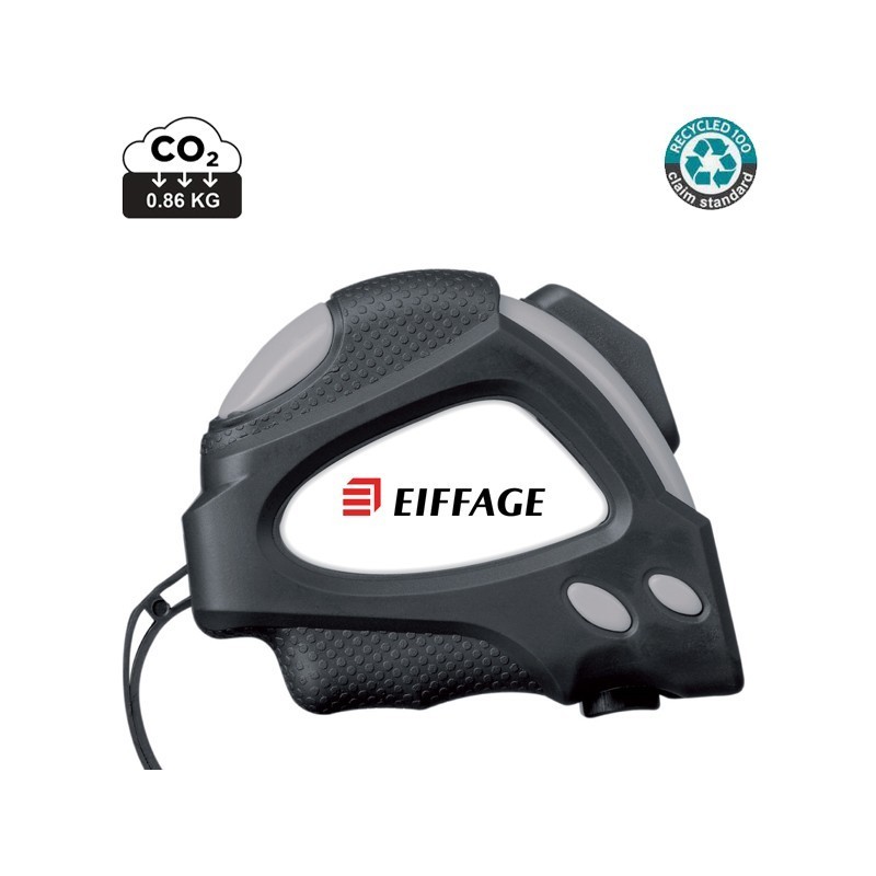 Mètre autobloquant 5M/19mm, plastique recyclé RCS  logo Eiffage [Lot de 5 pièces]