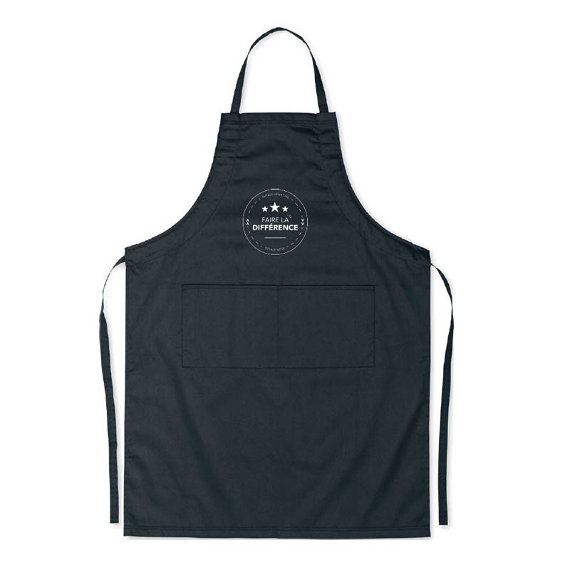 Tablier de cuisine ajustable + 2 poches, noir Eiffage GC /Eiffage Métal