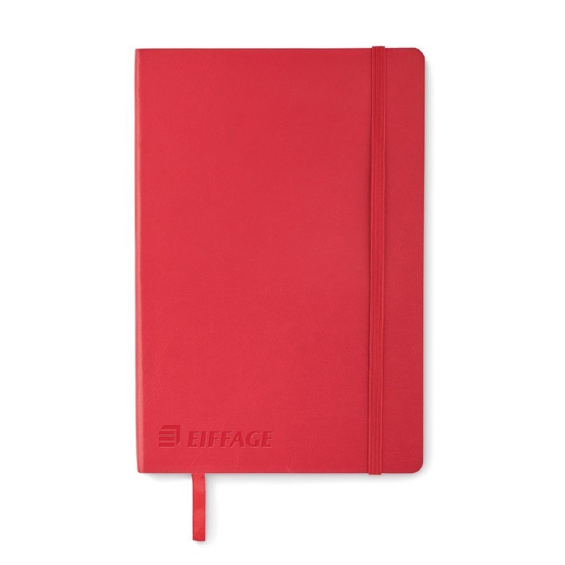 Carnet A5 couverture souple  en PU recyclé 160 pages lignées, coloris rouge Eiffage [Lot de 10 pièces]
