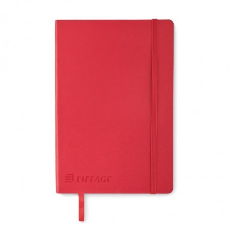 Carnet A5 couverture souple  en PU recyclé 160 pages lignées, coloris rouge Eiffage [Lot de 10 pièces]