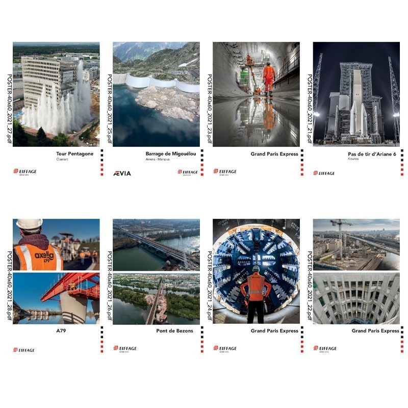 Posters Eiffage Génie Civil lot de 8 affiches Assorties