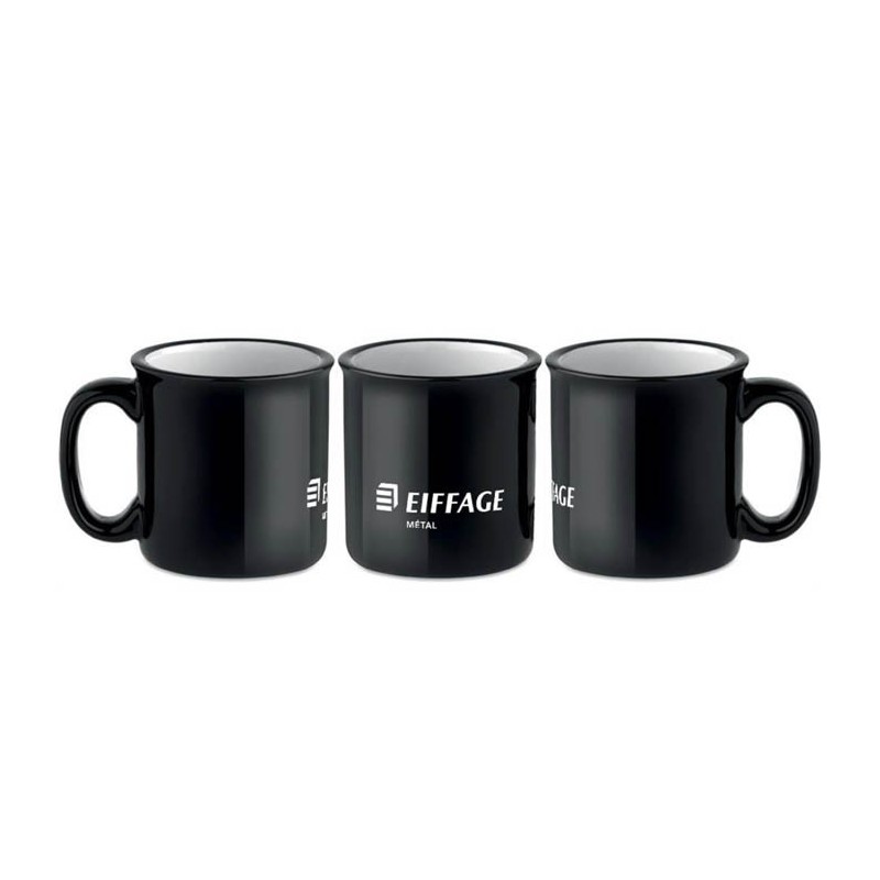 Mug vintage en céramique coloris noir Eiffage Métal