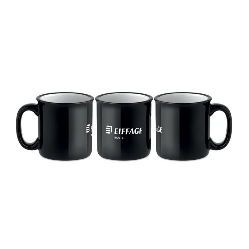 Mug vintage en céramique coloris noir Eiffage Route
