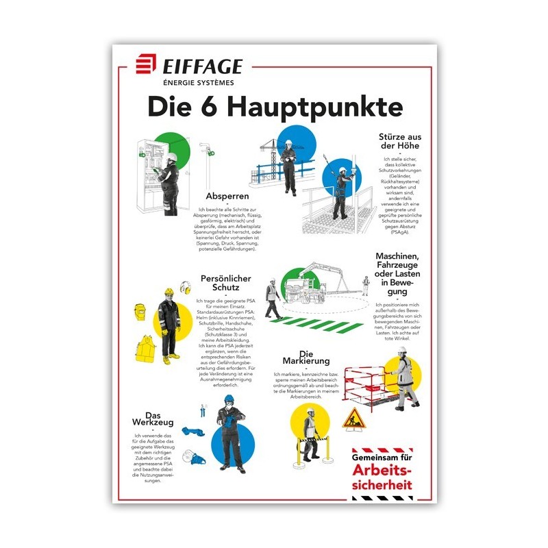 Affiche sécurité "Les 6 points capitaux" EES Allemand