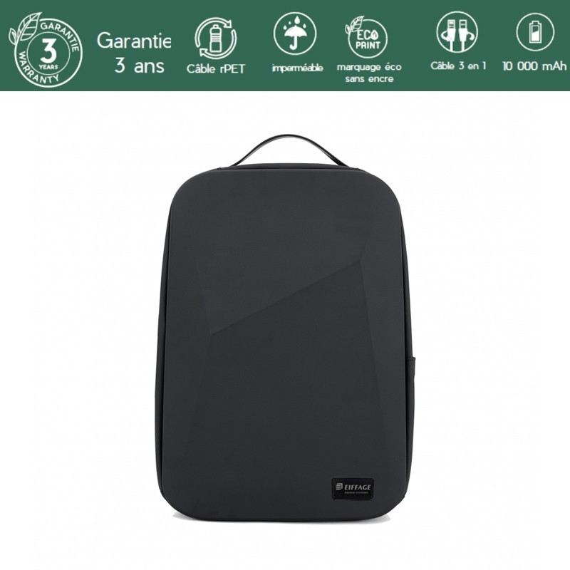 Sac à Dos Business Shield RPET coloris noir batterie intégrée et cable