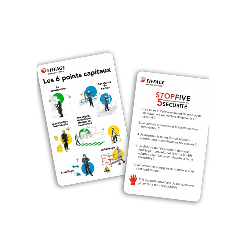 Carte Recto/verso « STOPFIVE » / Les  points capitaux EES