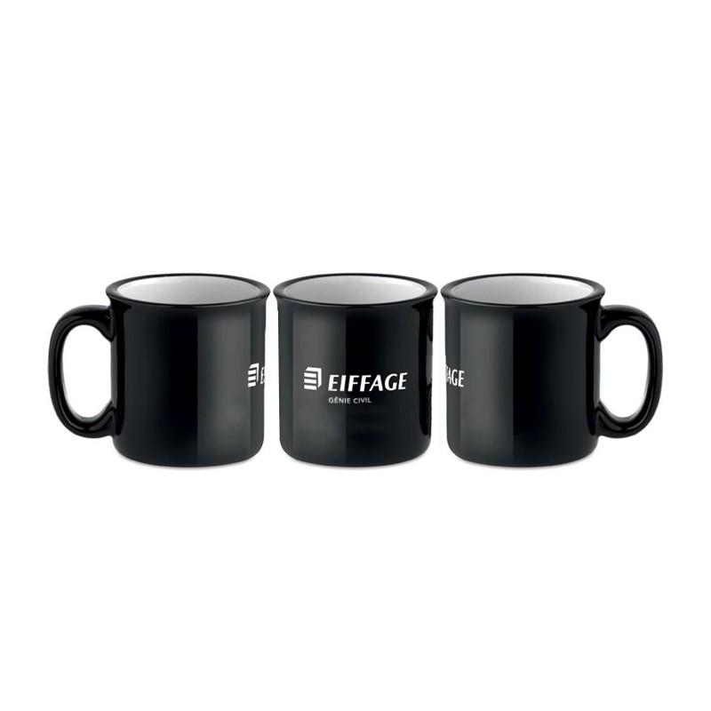 Mug vintage en céramique coloris noir Eiffage Génie Civil