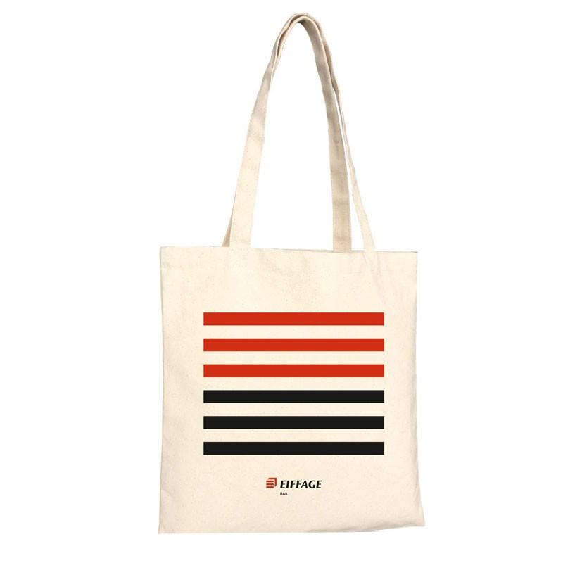 Sac shopping coton 140g coloris écru logo Eiffage Rail [Lot de 10 pièces]