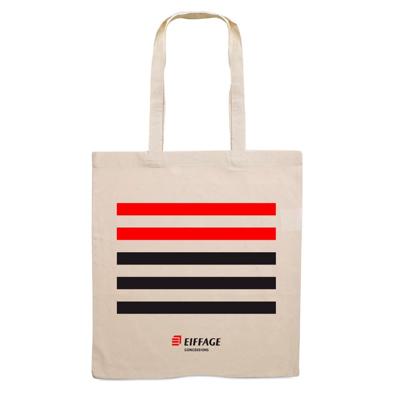 Sac shopping coton 140g coloris écru logo Eiffage Concessions [Lot de 10 pièces]