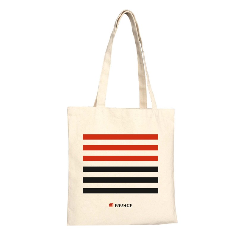 Sac shopping coton 140g coloris écru logo Eiffage. [Lot de 10 pièces]