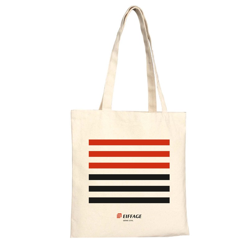 Sac shopping coton 140g coloris écru logo Eiffage Génie Civil [Lot de 10 pièces]