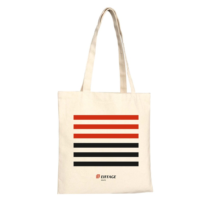 Sac shopping coton 140g coloris écru logo Eiffage Route [Lot de 10 pièces]
